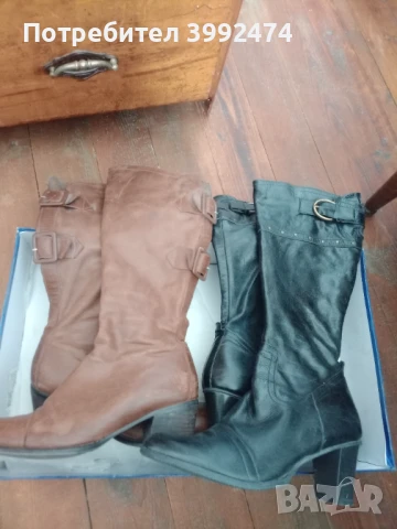 Дамски ботуши от естествена кожа, 38 ном., два чифта