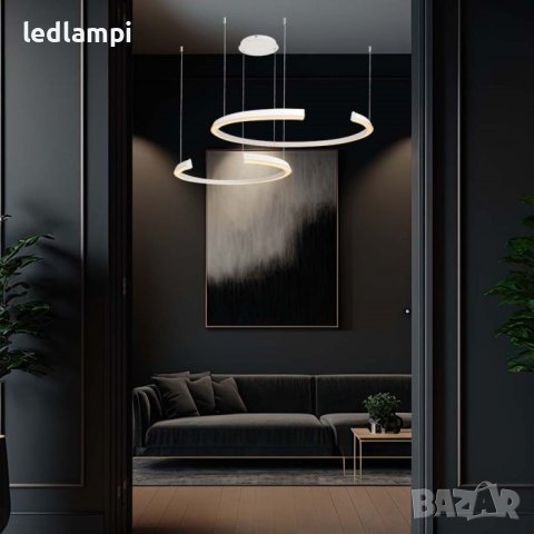 LED Полилей 48W Бял Димиране Топло Бяла Светлина, снимка 5 - Полилеи - 41380824