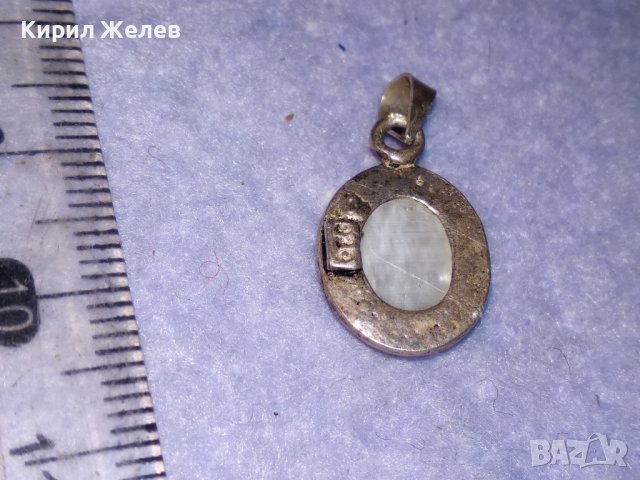 ВИНТИДЖ ВЕРСАЧЕ СРЕБЪРЕН МЕДАЛЬОН СРЕБРО 925 с ШЛИФОВАН КАМЪК КОТЕШКО ОКО 38602, снимка 4 - Колиета, медальони, синджири - 41636270