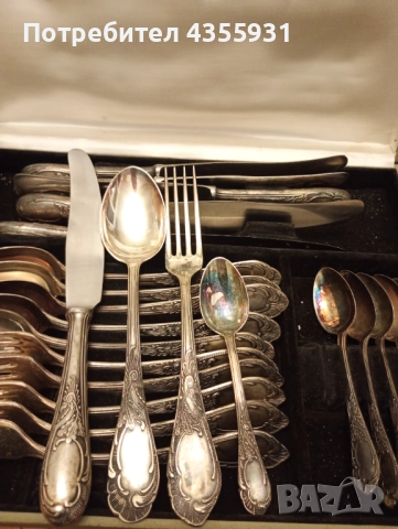 Нов комплект дебело посребрени старинни руски прибори посребрени стари прибори , снимка 3 - Антикварни и старинни предмети - 52172581
