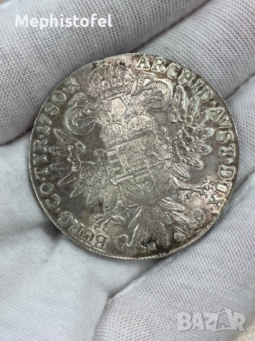 1 Талер 1780 г Мария-Терезия /съвременен restrike/, Австрия - сребърна монета, UNC, снимка 2 - Нумизматика и бонистика - 52548891