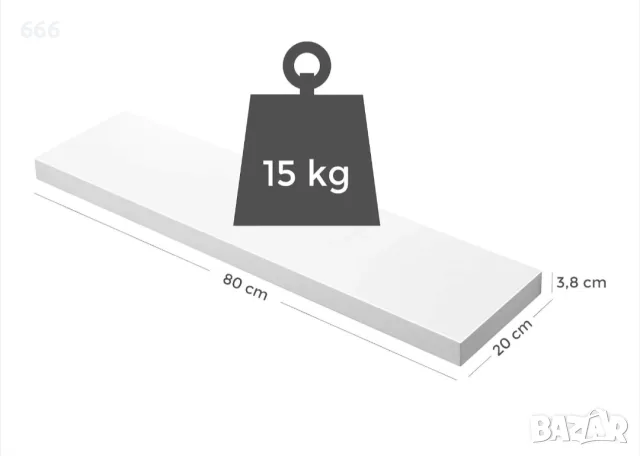 Стенен рафт за книги, снимки, декорации, 80 x 20 x 3,8 см, снимка 6 - Други стоки за дома - 55836531