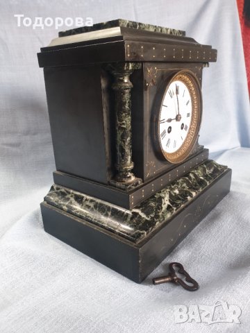 Красив старинен мраморен каминен масивен френски часовник, снимка 3 - Антикварни и старинни предмети - 39223460