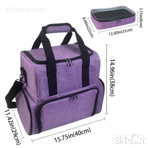 4640 Професионален лилав куфар за маникюр с презрамка и двойни органайзери, снимка 9 - Други - 53654001