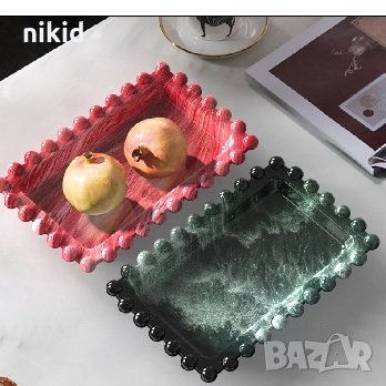 правоъгълен правоъгълник поднос чиния плато рамка с перли Bubble силиконов молд форма смола глина, снимка 4 - Форми - 35815906