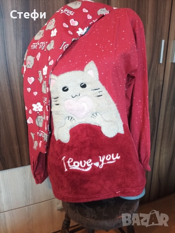 Дамска пижама с пухкаво коте XL и 2XL, снимка 3 - Пижами - 52676335