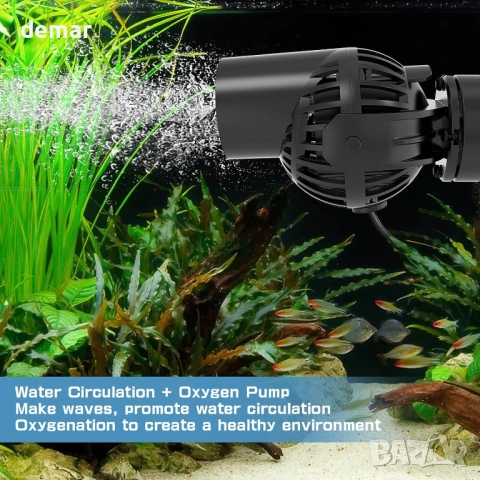 hygger Помпа за аквариумни вълни, 360° въртяща се, 5000 л/ч, 6W, магнитна основа, снимка 2 - Оборудване за аквариуми - 53530994