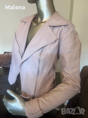 Дамско кожено яке в бебешко розов цвят !, снимка 6 - Якета - 42108191