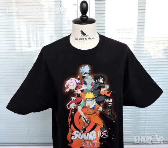 Naruto Squad 7 Manga Series Character Logo Black Tee T-shirt Mens Size XL/XXL , снимка 2 - Тениски - 49345343