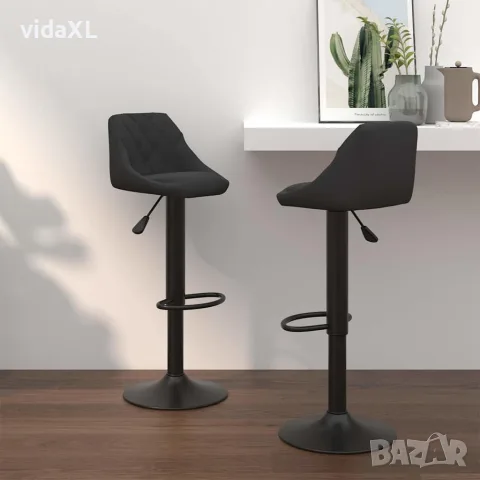 vidaXL Бар табуретки, 2 бр, черни, кадифе, снимка 2 - Столове - 56147112