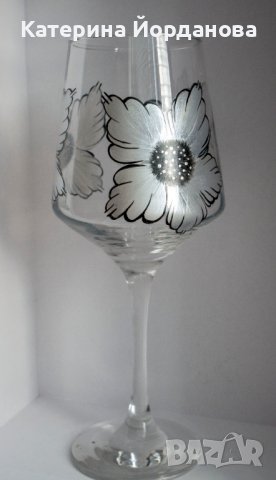 Ръчно рисувани чаши за вино , снимка 1 - Други - 42299442