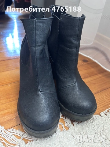 Черни боти на дебел ток H&M, снимка 2 - Дамски боти - 53837360