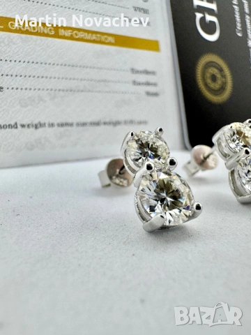 Сребърни обеци с мойсанит (Диамант) 1.5 карата, снимка 8 - Обеци - 53775865