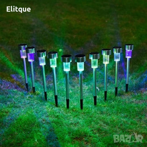 Комплект от 6 броя соларни градински LED лампи за алеи и зони