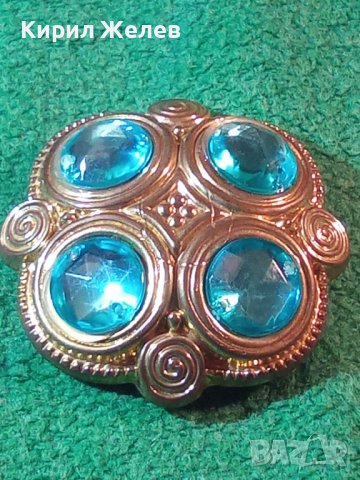 РЕТРО АРТ БРОНЗОВА БРОШКА със СИНИ КРАСИВИ КРИСТАЛИ 41520, снимка 2 - Други - 30580742