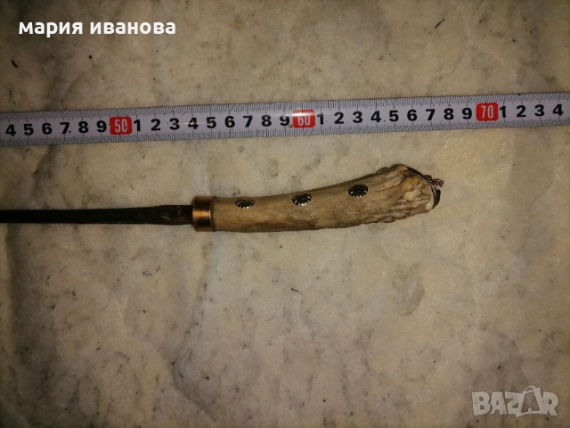 Старо ковано острие шиш шпага с дръжка от рог с тайник и корона, снимка 7 - Антикварни и старинни предмети - 53301078