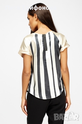 ЛИКВИДАЦИЯ Сатенена блуза къс ръкав размер С от Англия, снимка 3 - Тениски - 36047280