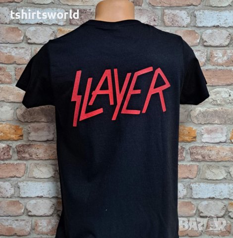 Нова мъжка тениска с дигитален печат на музикалната група Slayer с ГРЪБ, снимка 7 - Тениски - 42648754