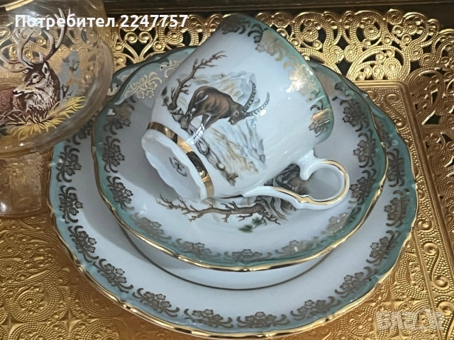 Сет порцелан с ловен мотив, снимка 5 - Антикварни и старинни предмети - 53032086