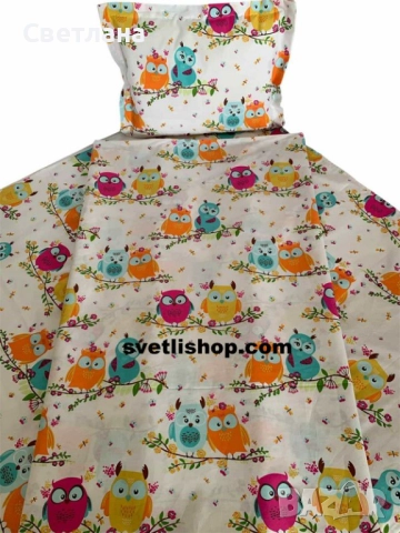 Детски спален комплект с шарени бухалчета