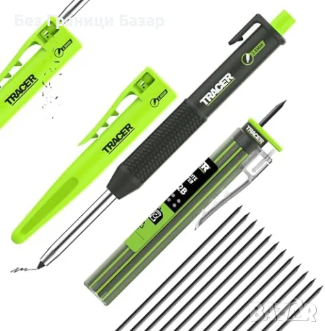 Нов Метален строителен молив Tracer Pencil 2.0 за дърво метал плочки с 12 графита и кобур