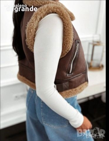 Дебел дамски елек с Каракул , снимка 2 - Елеци - 52667960