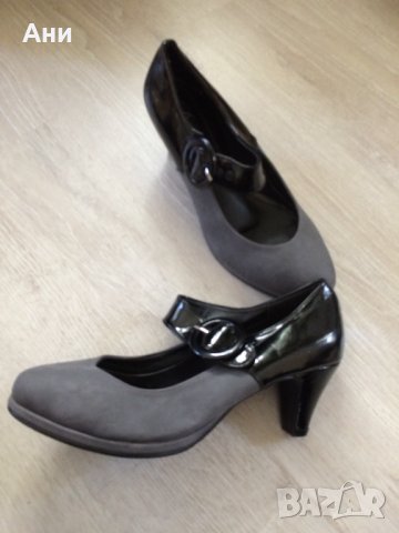 Чисто нови сиви обувки с каишка №38., снимка 3 - Дамски обувки на ток - 34693786