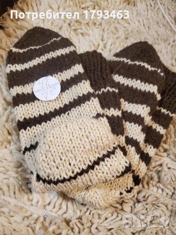 Ръчво плетени мъжки чорапи от вълна, размер 42, снимка 7 - Мъжки чорапи - 50008293