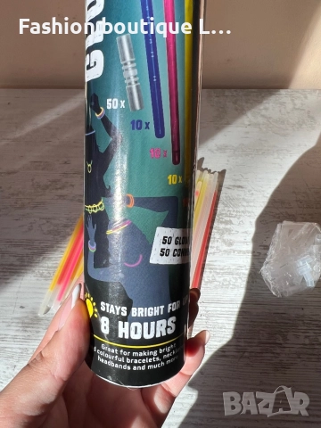 Светещи тръбички за парти интензивно светещи гривни и гердани 50 броя в 5 цвята с 50 съединителя ❤️, снимка 3 - Гривни - 52423098