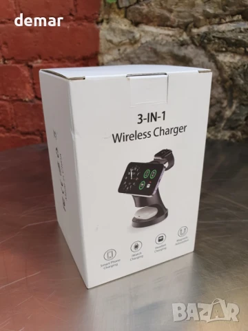 3 в 1 безжична зарядна станция за Apple устройства, Magsafe (черна), снимка 7 - Безжични зарядни - 50769330