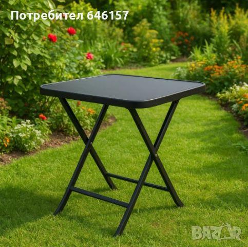 Сгъваема маса Muhler, със стъклен плот