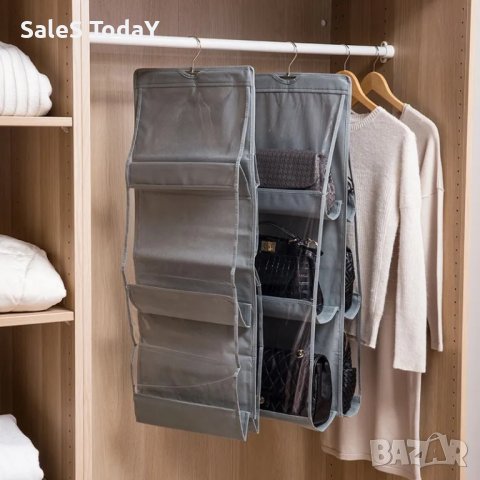 Органайзер за съхранение на чанти, Висяща, 6 места, 35x90 см