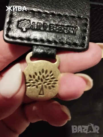 ЕСТЕСТВЕНА КОЖА на MULBERRY мъжка черна чанта с дълга дръжка, снимка 5 - Чанти - 49353259