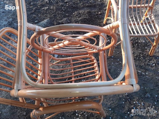 Комплект от четири стола и маса от ратан, снимка 9 - Столове - 40134449