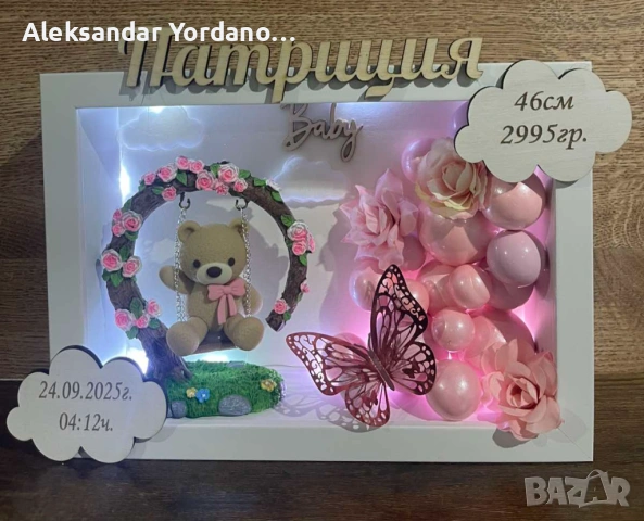 3Д бебешка визитка.Луксозен подарък за изписване ,погача, кръщене., снимка 2 - Мебели за детската стая - 53658113