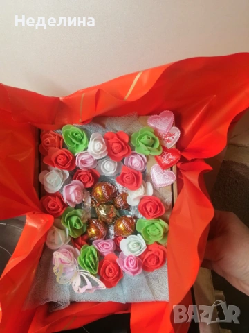 Цветя и вино в кутия 