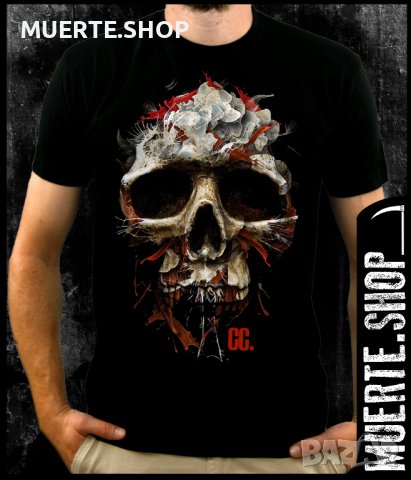 Черна тениска с щампа CC SKULL