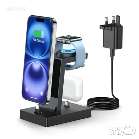 Зарядна станция 3-в-1 USB-C 30W за iPhone, Apple Watch и слушалки, снимка 2 - Безжични зарядни - 55829691