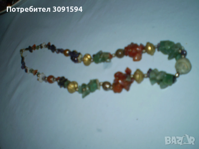Колие  винтидж полускапоценни  камъни, многоцветно, , многопластово, бохемско,, снимка 3 - Колиета, медальони, синджири - 53101709