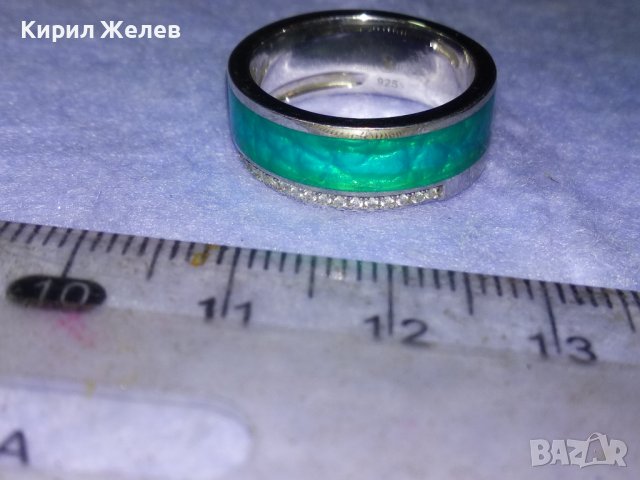 SWAROVSKI Елегантен МАРКОВ ЕМАЙЛИРАН СРЕБЪРЕН ПРЪСТЕН РОДИРАНО СРЕБРО 925 с КРИСТАЛИ СВАРОВСКИ 39898, снимка 14 - Пръстени - 42644189