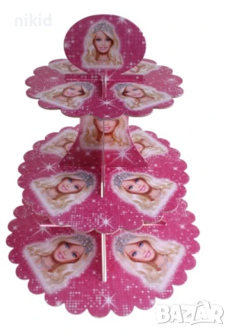 3 етажна Триетажна поставка стойка за мъфини Барби Barbie картонена кексче