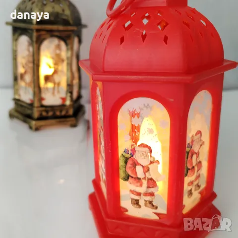 5450 Коледен фенер с Led свещичка в центъра си, 14 cm, снимка 7 - Декорация за дома - 47990772