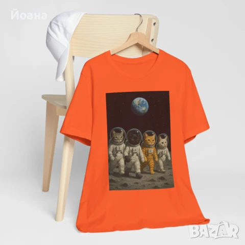 Дамска тениска с котки космонавти, снимка 8 - Тениски - 51343069