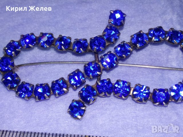 ДЕБЕЛО ПОСРЕБРЕНА МЕДНА СТАРИННА СКЪПОЦЕННА РЕТРО АРТ НУВО БРОШКА с ИСКРЯЩ СИН ЦИРКОНИЙ 40113, снимка 11 - Антикварни и старинни предмети - 42613640