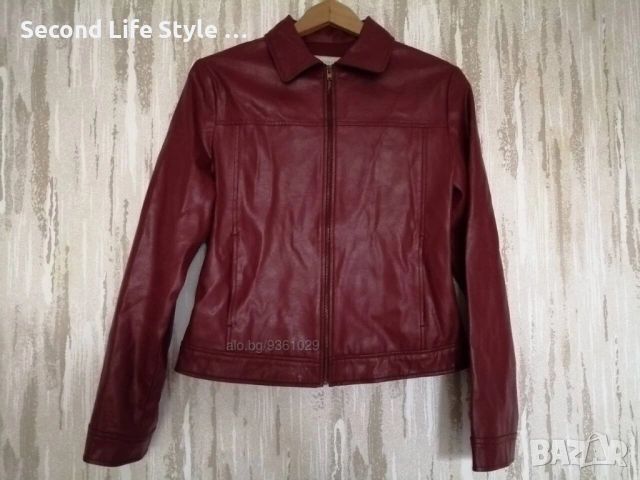 Zara дамско яке от изкуствена кожа в червен цвят р-р S, снимка 8 - Якета - 53726399