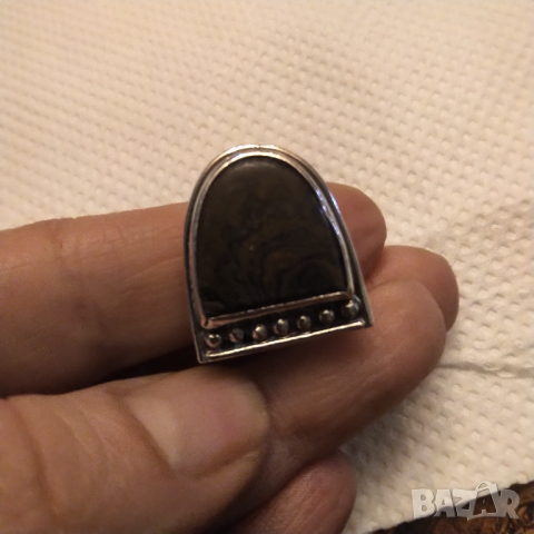 Масивен  сребърен пръстен с голям естествен ахат  НАМАЛЕНИЕ , снимка 8 - Пръстени - 36522328