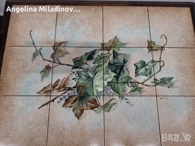 Винтидж маса с плочки и ратан , снимка 5 - Маси - 51619150