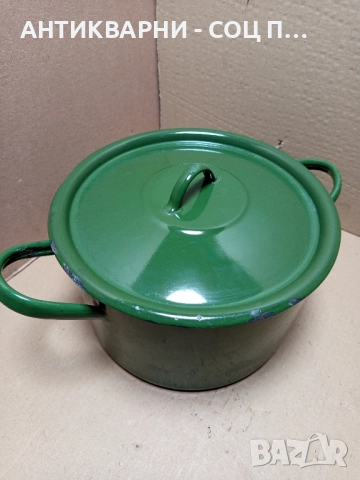 Соц Стара Емайлирана Тенджера. , снимка 2 - Антикварни и старинни предмети - 51781513