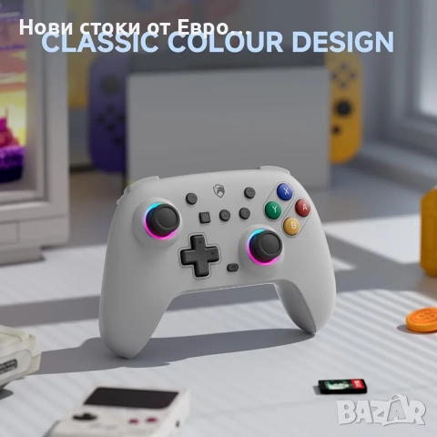 ECHTPower контролер за превключване, ретро цветен безжичен контролер за превключване , снимка 2 - Джойстици и геймпадове - 52518285