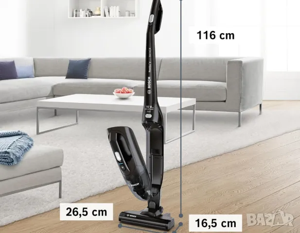Мощна Безкабелна прахосмукачка BOSCH- 2 in 1 ,Li-ion 40мин., снимка 7 - Прахосмукачки - 45423288